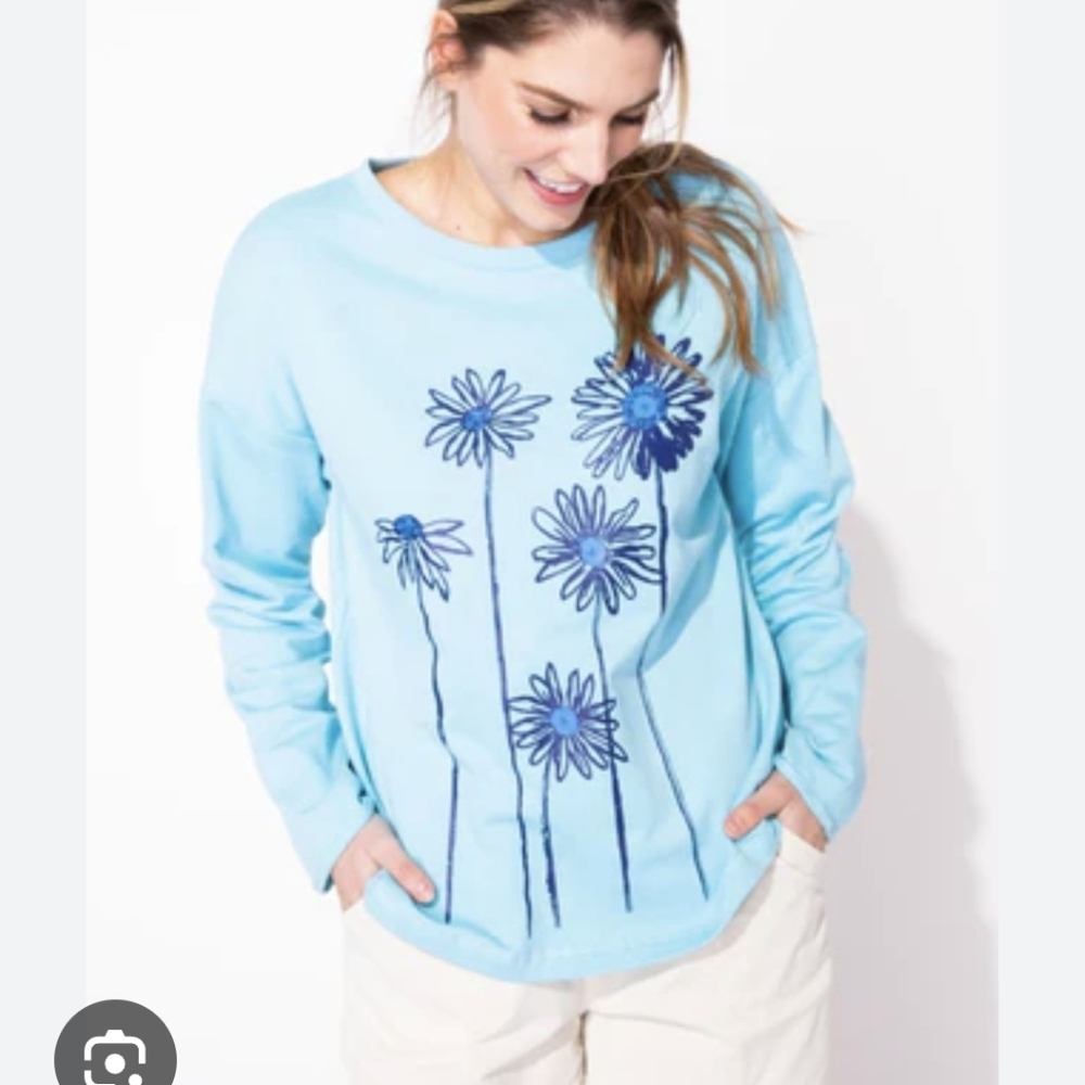 Escape By Habitat Sky Flower Pullover Sz.S NWT